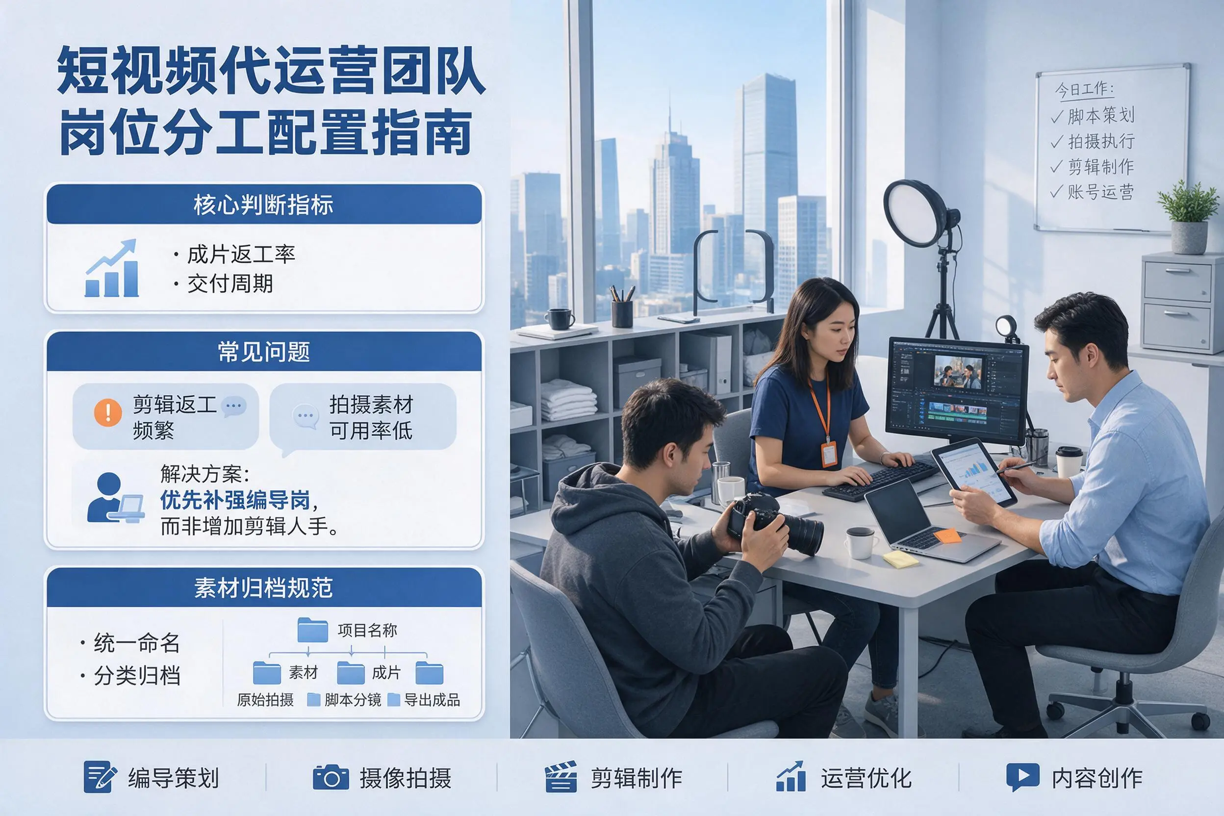 短视频代运营团队如何配置？白沙企业岗位分工科普说明