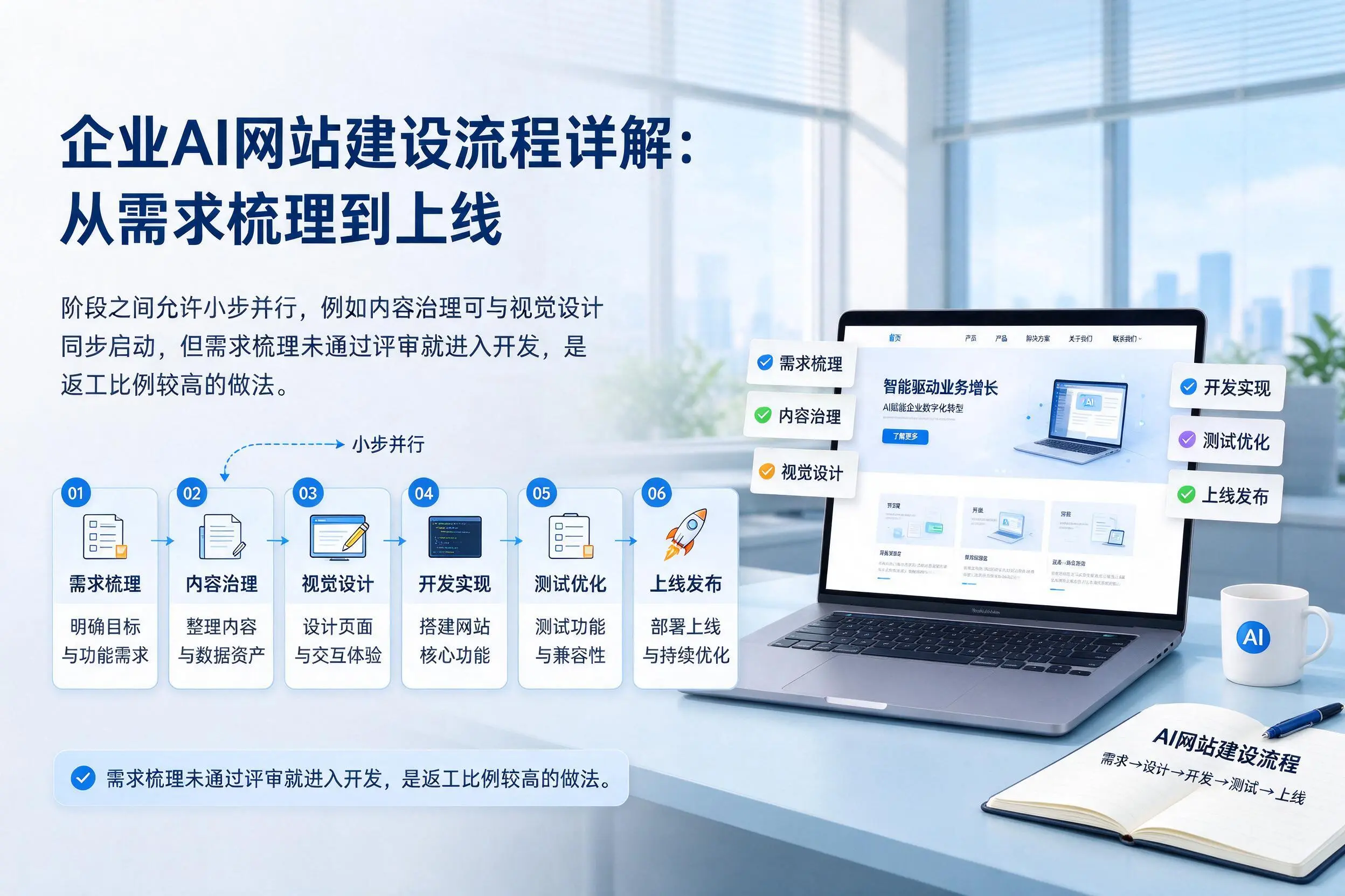 白沙企业AI网站建设流程详解:从需求梳理到上线