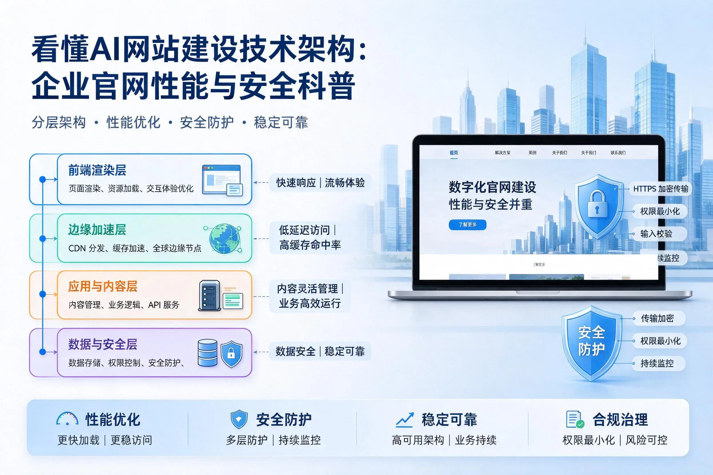 看懂AI网站建设技术架构：白沙企业官网性能与安全科普