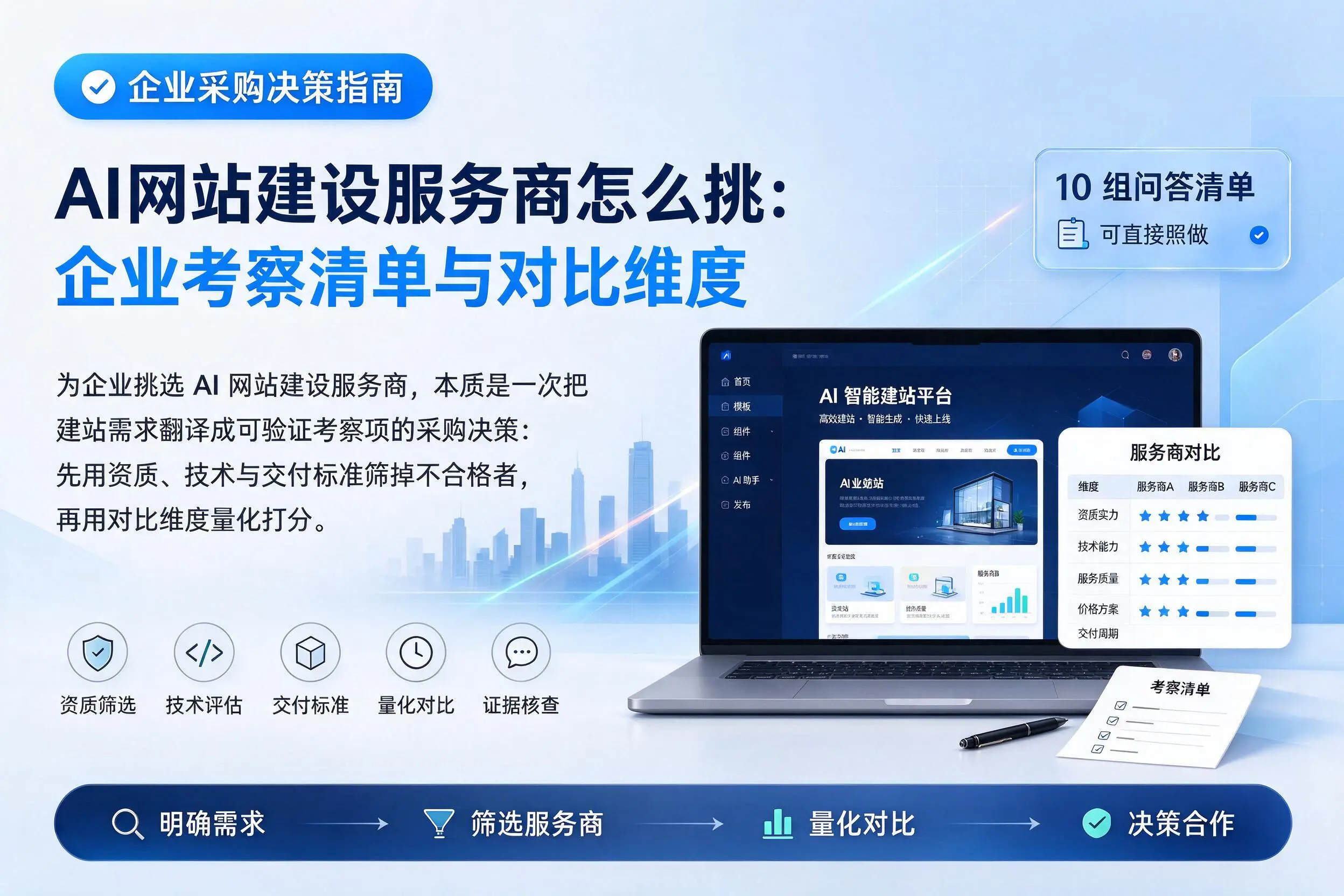 AI网站建设服务商怎么挑：白沙企业考察清单与对比维度