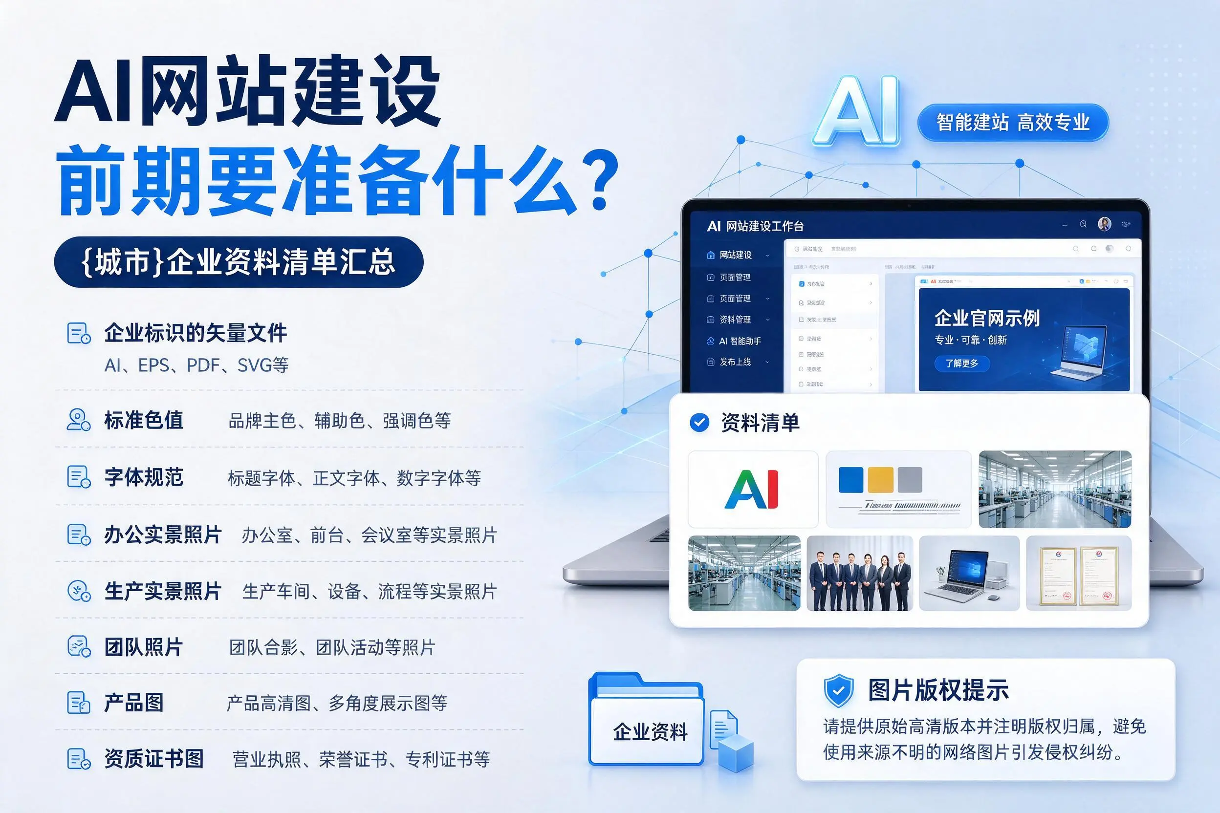 AI网站建设前期要准备什么？白沙企业资料清单汇总