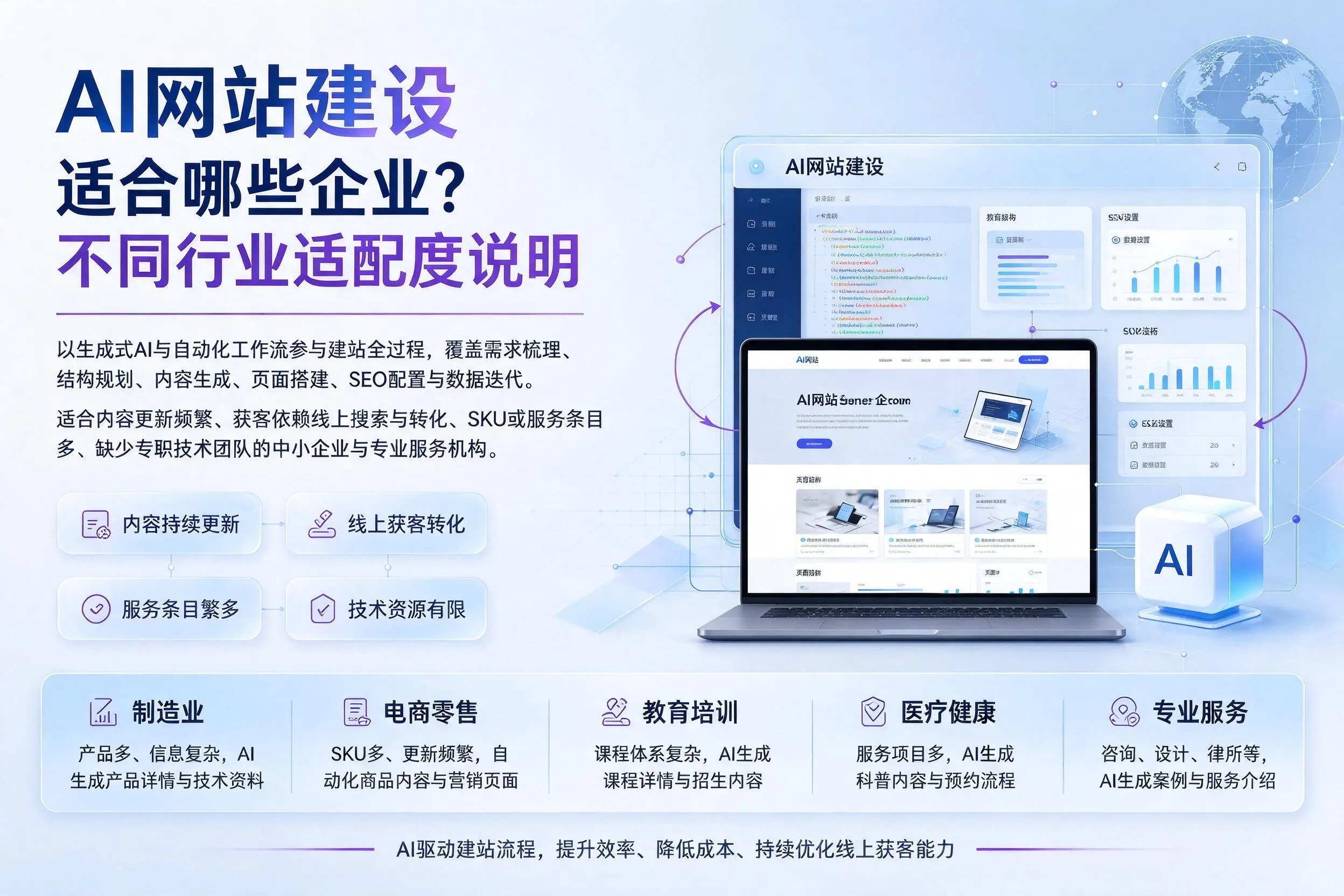 AI网站建设适合哪些企业？白沙不同行业适配度说明